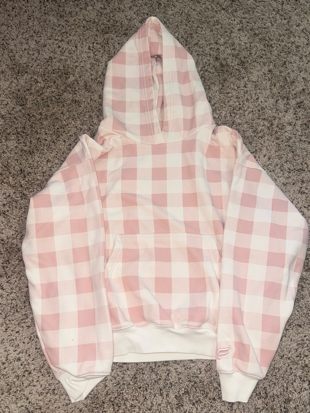 Fabletics Pink and White Check Hoodie